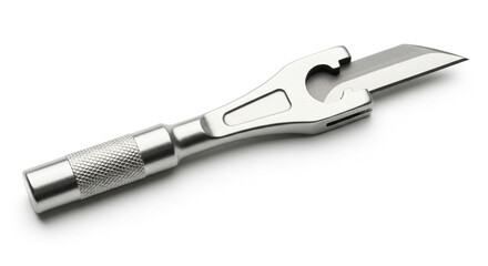 A silver utility knife with a retractable blade for cutting