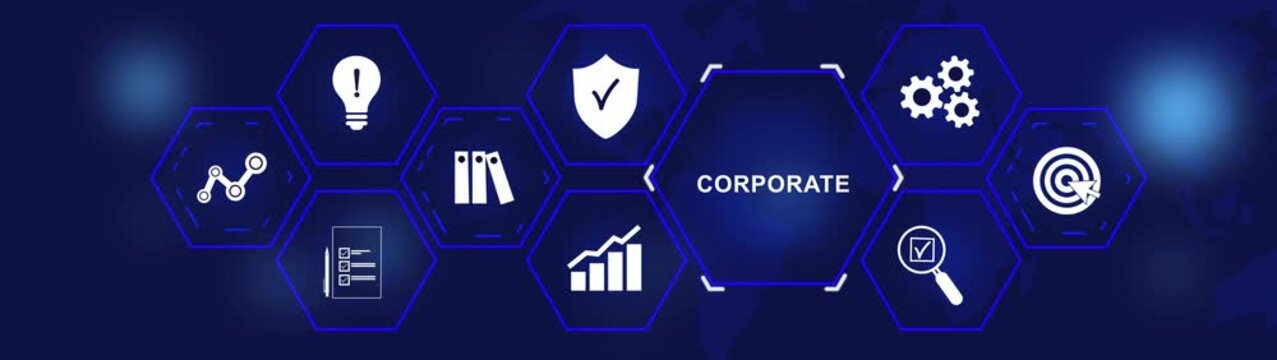 Corporate. Achievements, career growth and economic development. Business, technology, internet and network concept