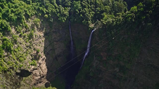 Aerial of Tad Fane Waterfall in Paksong, Bolaven Plateau Laos
