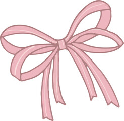 Hand Drawn Pink Ribbon Bows Set Cute Kawaii