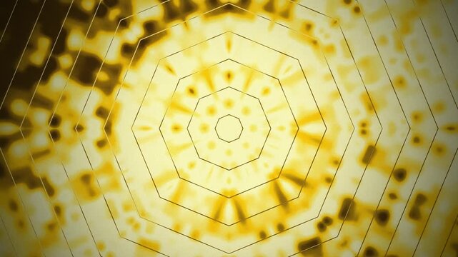 Golden light shines through geometric pattern