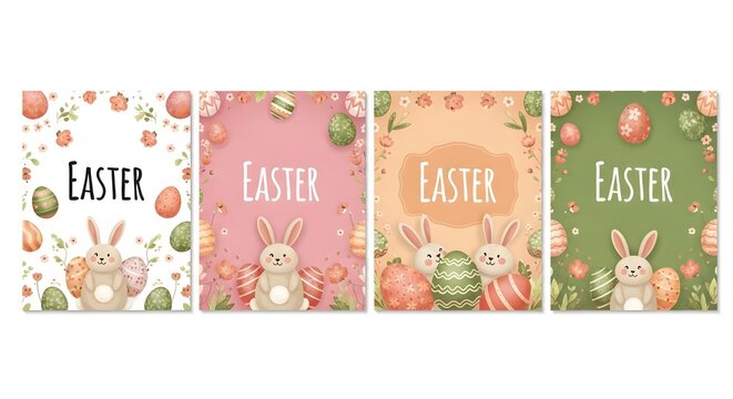 Easter sunday celebration backgrounds with easter eggs and bunny