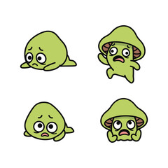Obraz premium Cartoon green characters with different emotions on white background