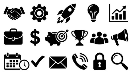Minimalist Business and Marketing Strategy Icon Vector Set