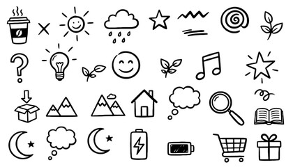 Universal Hand Drawn Lifestyle and Web Doodle Icon Vector Set