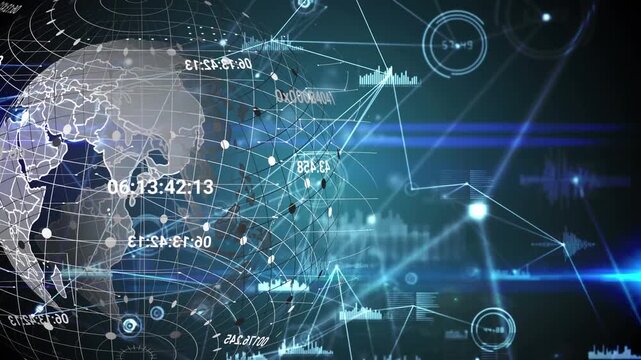 Animation of network of connections and digital data processing over digital smile