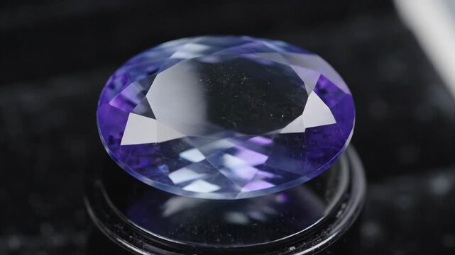 Oval Iolite Gemstone Displays Violet Blue Color