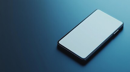 Modern smartphone device with blank display on a dark blue background