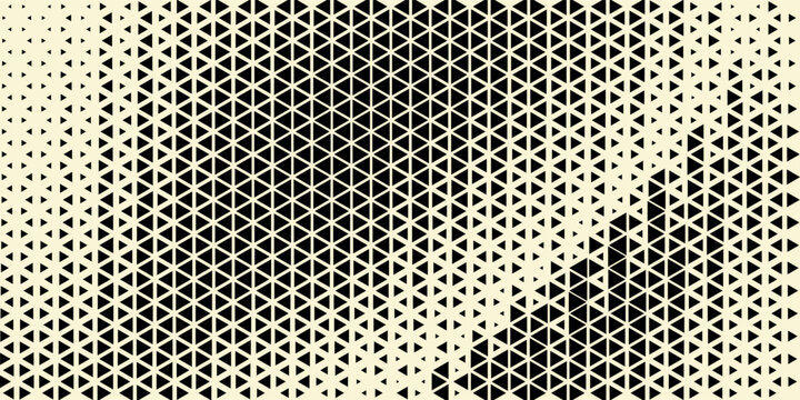 Modern abstract geometric background featuring a seamless triangular grid pattern in black and beige tones.