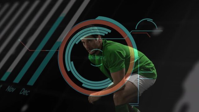 Animation of data processing over rugby player