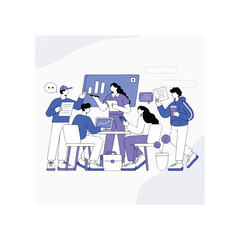 Fototapeta premium Modern business corporate team collaboration flat vector illustration design concept 