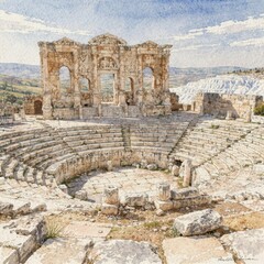 ancient stone amphitheater ruins