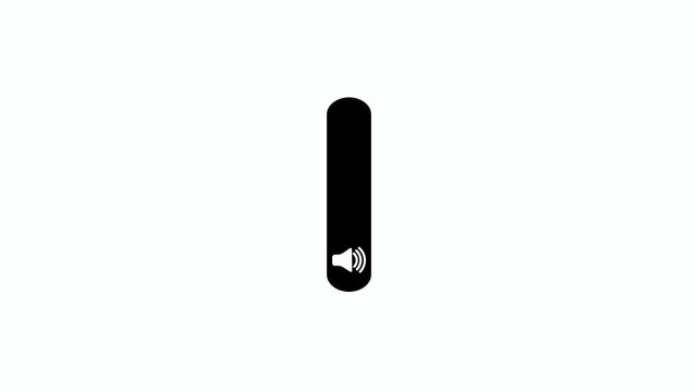 Slider bar volume control animation on white background. Volume slider control animation Sound setting control panel with a audio scroll slider