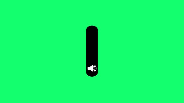 Slider bar volume control animation on green background. Volume slider control animation Sound setting control panel with a audio scroll slider