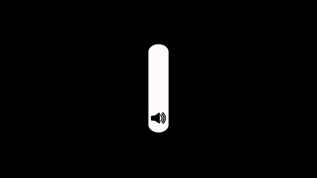 Slider bar volume control animation on black background. Volume slider control animation Sound setting control panel with a audio scroll slider