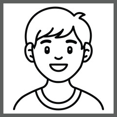 Obraz premium Cute Boy Face Avatar in Minimal Line Art Style new