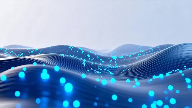 Blue wave with glowing particles