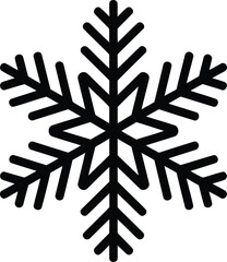 Fototapeta premium Winter snowflake icon silhouette with symmetrical frozen crystal geometric structure