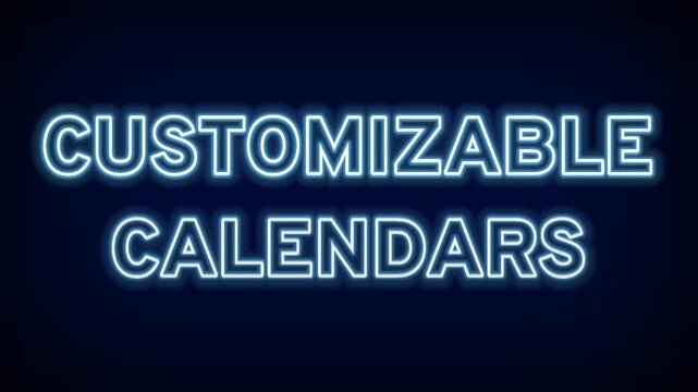 Blue neon customizable calendars text for digital planning organization schedule management and productivity tool templates for personal or business project use