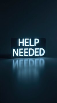 A close up of a sign that says help needed on a table
