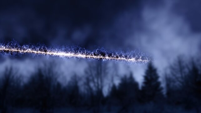 Ethereal neutrino trails painting fractal illuminations across the night sky.