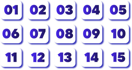 Rounded blue icons with numbers arranged in a grid style on a white background