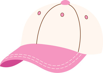 Pink baseball hat, Stylish girly Cap, Headwear fashion illustration