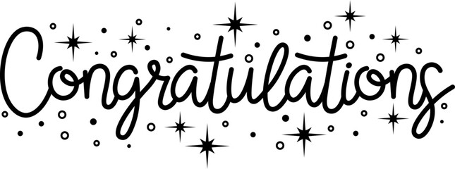 Elegant congratulations hand lettering typography icon collection in red and black color featuring modern calligraphy styles with sparkles and decorative elements.  © IR Vector Gallery