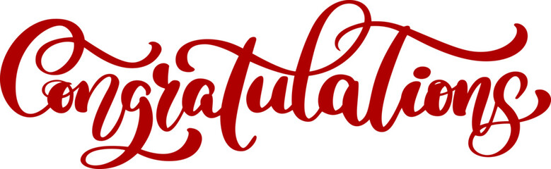 Elegant congratulations hand lettering typography icon collection in red and black color featuring modern calligraphy styles with sparkles and decorative elements.  © IR Vector Gallery