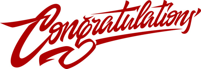 Elegant congratulations hand lettering typography icon collection in red and black color featuring modern calligraphy styles with sparkles and decorative elements.  © IR Vector Gallery