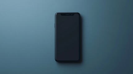 Naklejka premium Modern smartphone on solid blue background minimalist design copy space