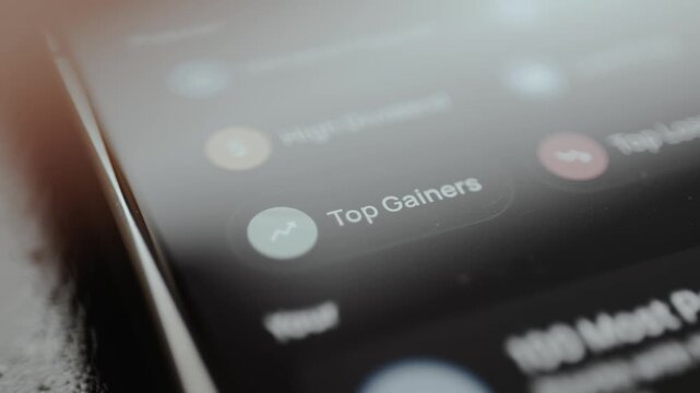 Top Gainers category of stocks or assets having the highest percentage increase in price