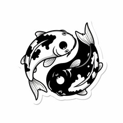 Cartoon vector illustration of yin yang with fish symbol