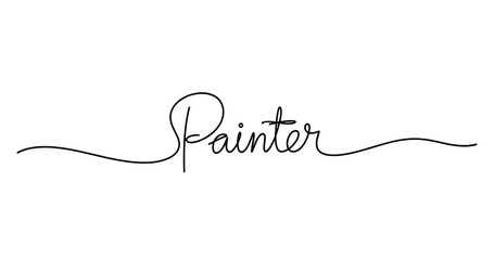 Obraz premium Elegant handwritten painter text in black on white background. No editable strokes