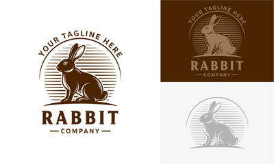 Rabbit company logos featuring various rabbit illustrations in different styles and tones on a clean background.