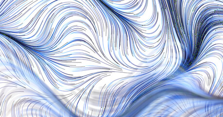 Obraz premium Abstract artwork featuring flowing blue lines with wavy patterns. Elegant design, perfect for backgrounds and artistic p
