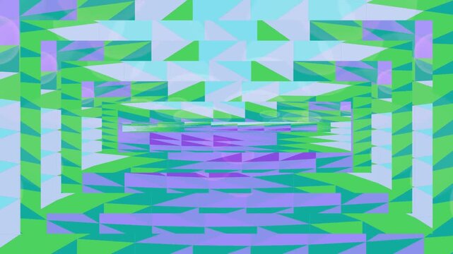 Abstract Geometric Shapes in Motion Purple Green.