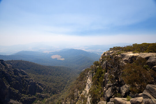 The view around Echo Point at Mt Buffalo on a summer's afternoon in the Victorian Alps, Australia