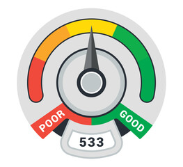 An illustration of an indicator or meter that displays readings from bad to good, highlighting the range of measurements for visual perception.