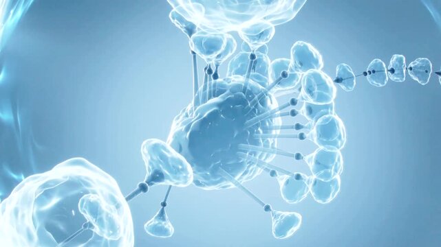 AI, Hyperrealistic slow motion video of eukaryotic cell division. Clear visualization of chromosomes and spindle fibers on a white background