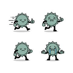 Cartoon virus characters expressing different emotions with dynamic poses
