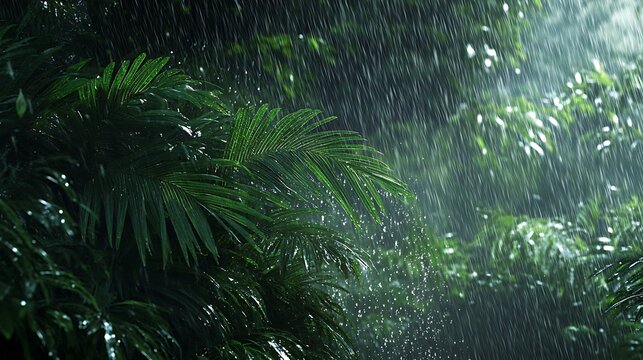 green leaves in the rain in soild background