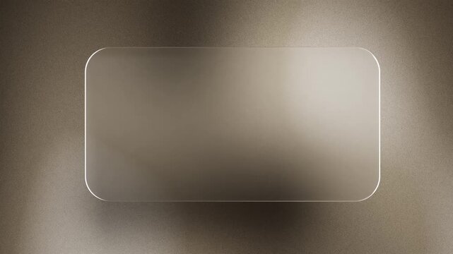 Frosted glass panel with rounded corners floating over a soft, noisy brown background.
