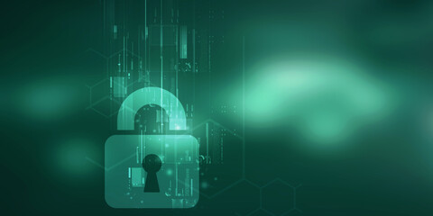 2d illustration Safety concept: Closed Padlock on digital background
