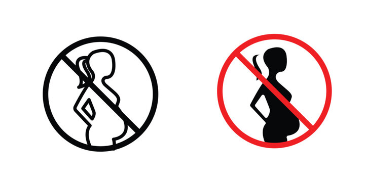 Forbidden pregnant icon in doodles flat and line stroke pack
