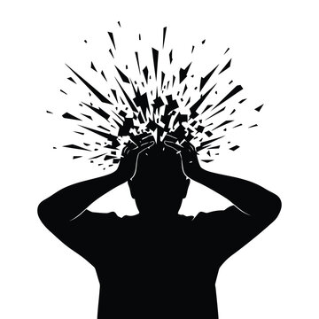 Frustrated person with hands on head and explosive stress