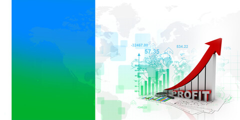 3d illustration Stock market online business concept. business Graph 