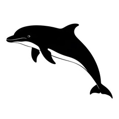 Obraz premium Black silhouette of a jumping dolphin.
