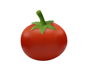 Tomato 3D icon isolate. Tomato on white background. Tomatoes top view, side view.