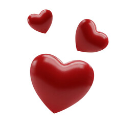3d flying hearts icon, isolated on background. Flying love symbol in 3d vector